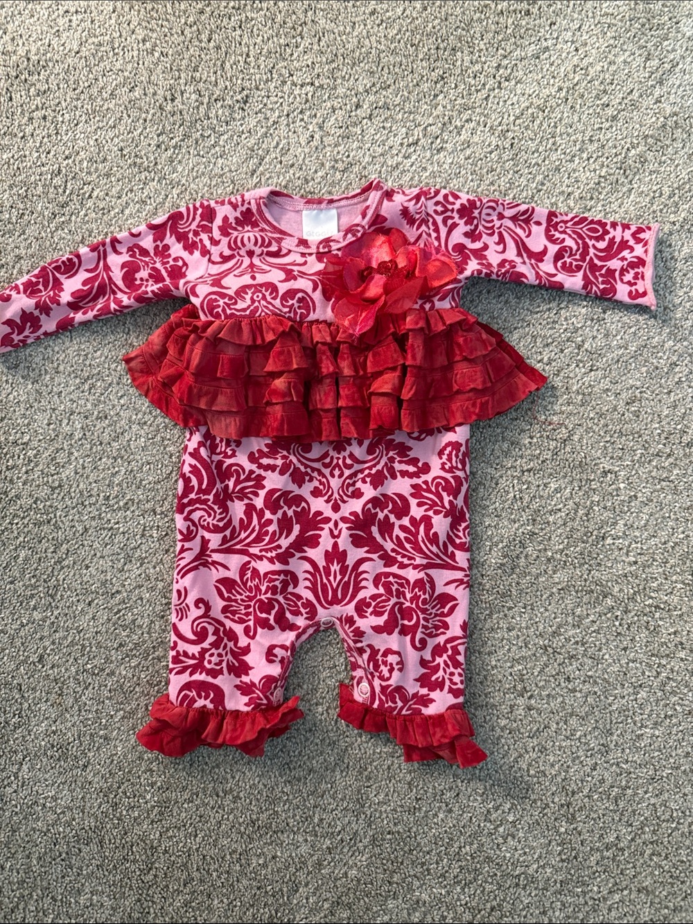 Giggle Moon Pink and Red Ruffle One-Piece